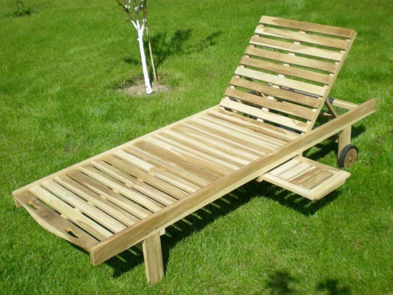 Leżak drewniany SUN tekowy - meble ogrodowe GrillBox
