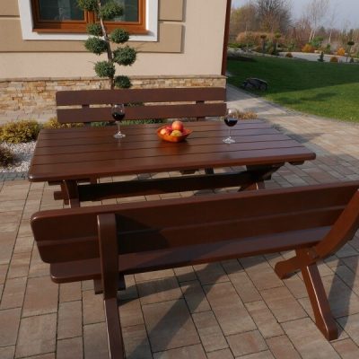 Zestaw ogrodowy Bawarski - stół 160 cm + 2 ławki 150 cm