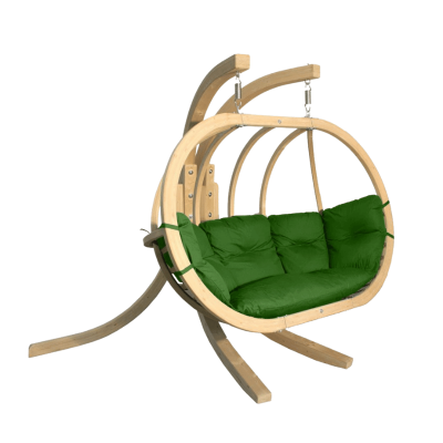 podwójny-fotel-wiszący-drewniany-ze-stelażem-zielony